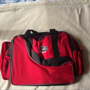 Justin Boots Red and Black Duffel Bag with Side Pockets